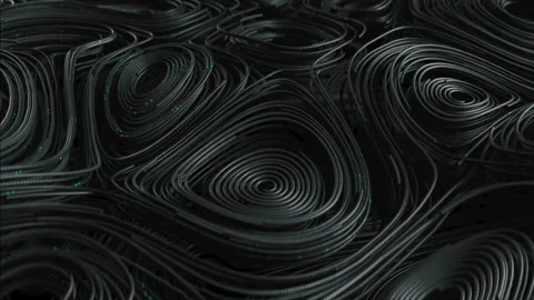 Black topographic circular lines with running matrix code Stock Footage 168042561