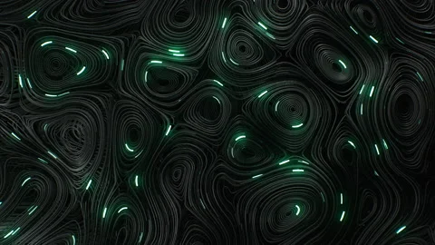 Black topographic circular lines with running matrix code and with green neon Stock Footage 168688056