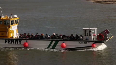 The Black Tor Ferry Carrying Passengers Docking Padstow Rock 4K Stock Footage 222015087