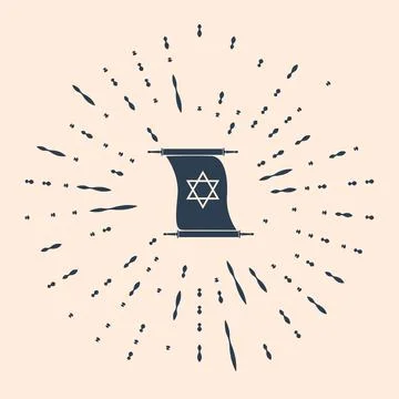 Black Torah scroll icon on beige background. Jewish Torah in expanded form イラスト素材
