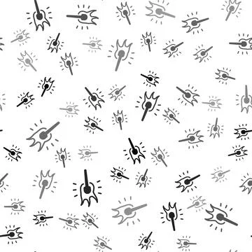 Black Torch flame icon isolated seamless pattern on white background. Symbo.. Stock Illustration