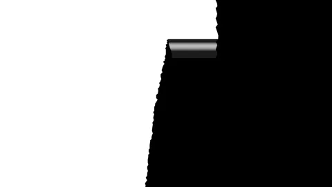 Black torn paper edge transition animation with open and close vertical tear. Stock Footage 330012713