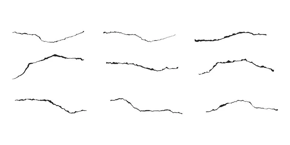 Black Torn Paper Edge Vector Lines Set Stockillustratie