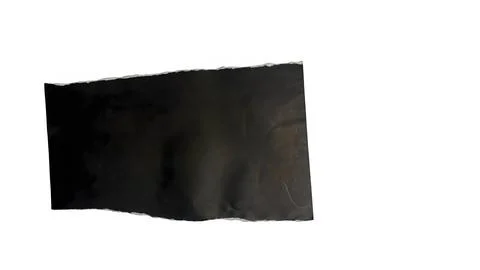 Black torn paper rectangle isolated on gray checkered background. 写真素材