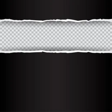Black torn paper transparent background Stock Illustration
