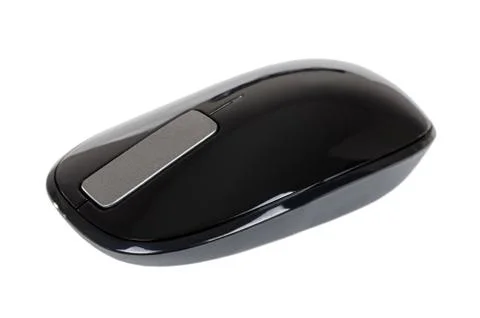 Black touch wireless modern computer mouse isolated Stock Photos