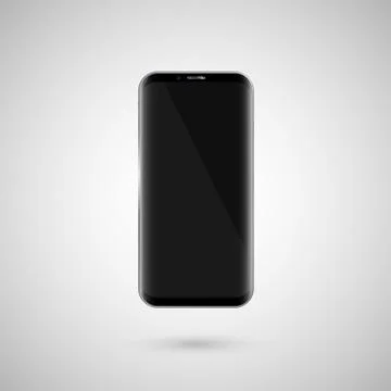 Black touchscreen smartphone. Black screen. Isolated on a white background.  Stock Illustration