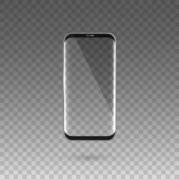 Black touchscreen smartphone. Transparent screen. Vector Stock Illustration