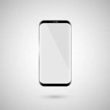 Black touchscreen smartphone. White screen. Isolated on a white background.  Stock Illustration
