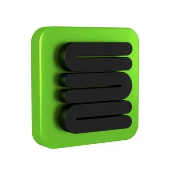 Black Towel stack icon isolated on transparent background. Green square butto Illustrazione stock