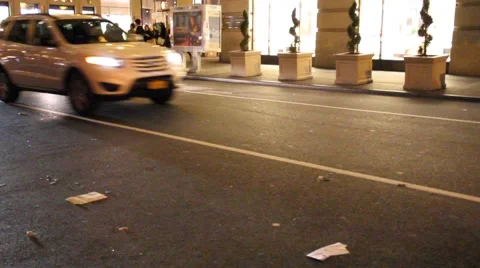 Black Town Car Pulling up in Front of Hotel Stock Footage 56914251