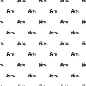 Black tractor icons creating a repeating pattern on a white background Stock Illustration