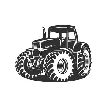 Black tractor on white background Stock Illustration