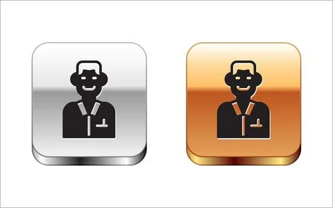 Black Trader icon isolated on white background. Businessman trading stocks. S Stock Illustration