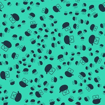 Black Traditional tea ceremony icon isolated seamless pattern on green backgr Stock Illustration