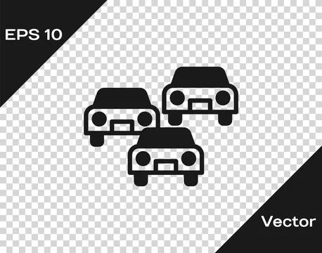 Black Traffic jam on the road icon isolated on transparent background. Road t Stock Illustration