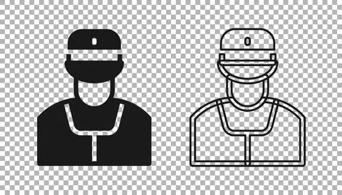 Black Train conductor icon isolated on transparent background. Vector Stock Illustration