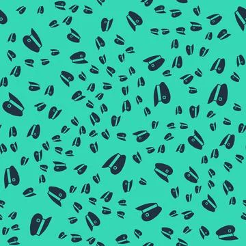 Black Train driver hat icon isolated seamless pattern on green background Stock Illustration