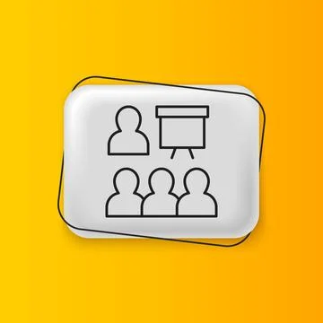 Black Training, presentation icon isolated on yellow background. Silver rec.. 库存插图