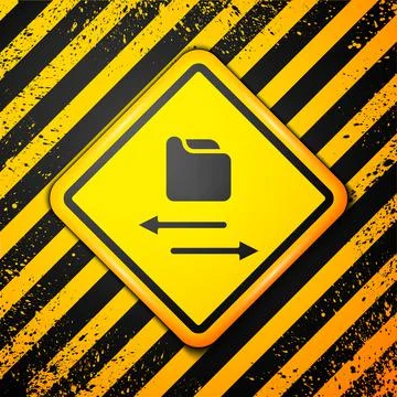 Black Transfer files icon isolated on yellow background. Copy files, data Stock Illustration