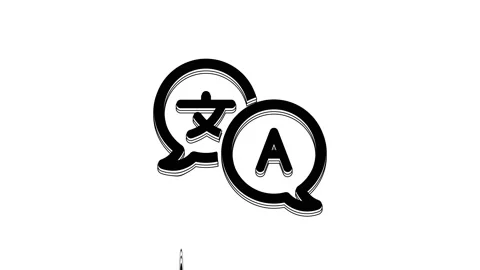 Black Translator icon isolated on white background. Foreign language Stock Footage 233804019