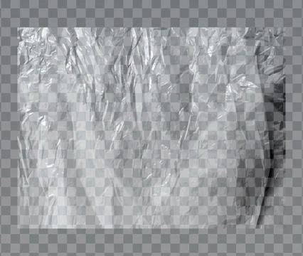 Black Transparent Wrinkled Cellophane Plastic Vector Stock Illustration