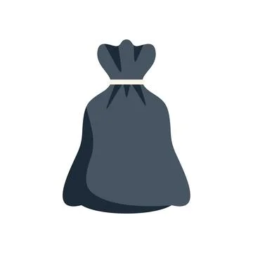 Black trash bag tied with string on white background Stock-Illustration