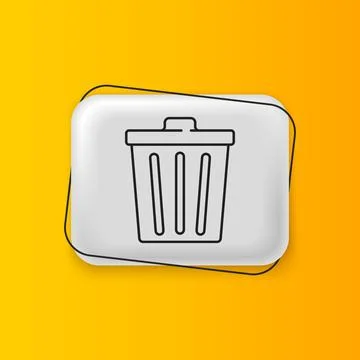 Black Trash can icon isolated on yellow background. Garbage bin sign. Recyc.. Illustrazione stock
