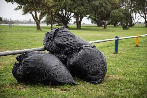 Black Trash Refuse Bags Stock Photos