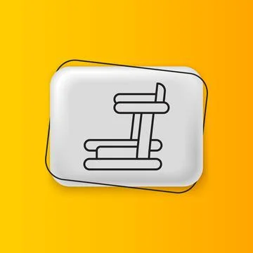 Black Treadmill machine icon isolated on yellow background. Silver rectangl.. Stock Illustration