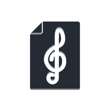 Black Treble clef icon isolated on white background.  Vector Stock Illustration