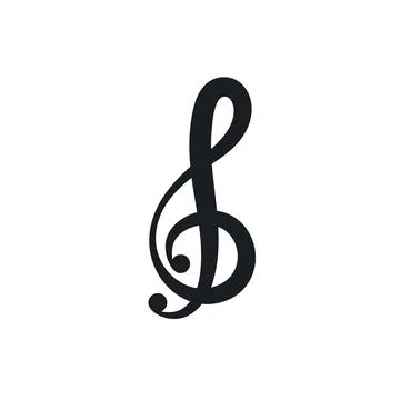 Black treble clef  note icon for music and musical applications vector design Stock Illustration