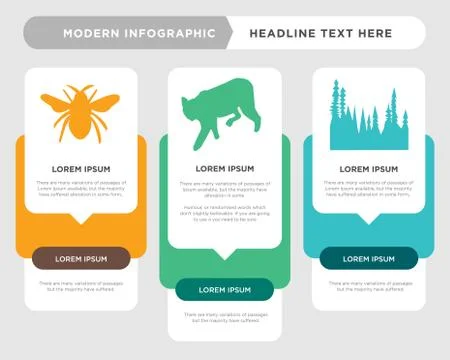 Black tree, black bobcat, black bumble bee infographic Stock Illustration