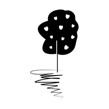 Black tree with hearts Illustrazione stock