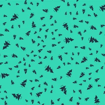 Black Tree icon isolated seamless pattern on green background. Forest symbol Stock Illustration