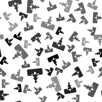 Black Tree icon isolated seamless pattern on white background. Forest symbol. Stock Illustration
