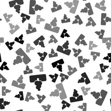 Black Tree icon isolated seamless pattern on white background. Forest symbo.. Stock Illustration