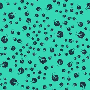 Black Tree icon isolated seamless pattern on green background. Forest symbo.. Stock Illustration