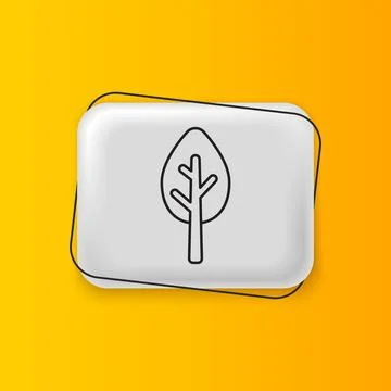 Black Tree icon isolated on yellow background. Forest symbol. Silver rectan.. Stock Illustration