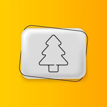Black Tree icon isolated on yellow background. Forest symbol. Silver rectan.. Stock Illustration