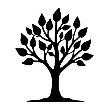 Black tree illustration on a white background Illustrazione stock