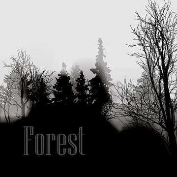 Black Tree ink blots, splashes, spray texture isolated on gray background. in Stock Illustration