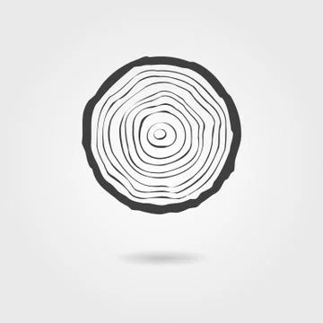 Black tree rings icon with shadow Stock Illustration