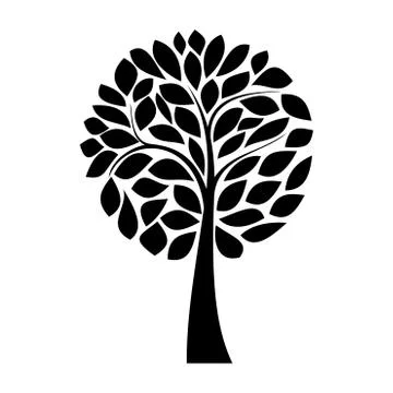 Black tree silhouette Illustrazione stock