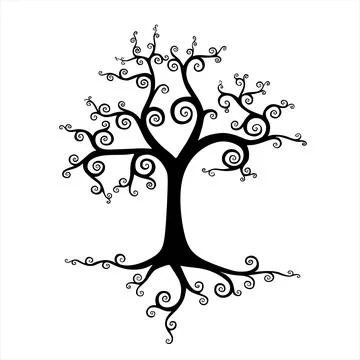 Black tree silhouette isolated Stock Illustration