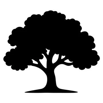 Black Tree Silhouette Isolated on White Background  Nature Vector Style Ill.. Stock Illustration