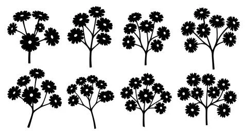 Black tree silhouettes set Stockillustratie