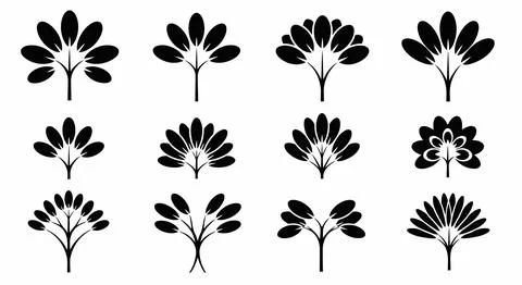 Black tree silhouettes on white background Stockillustratie