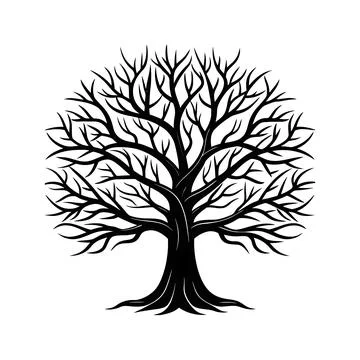 Black Tree with Spreading Bare Branches Vector Art Stockillustratie