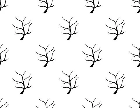 Black Tree Stripped Bare on White Background Stock Illustration